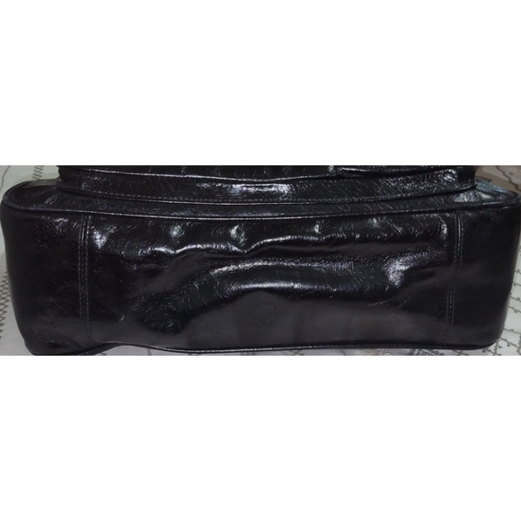 Coach 17924 Poppy Camelia Black Leather Pushlock Tote - Picture 11 of 11